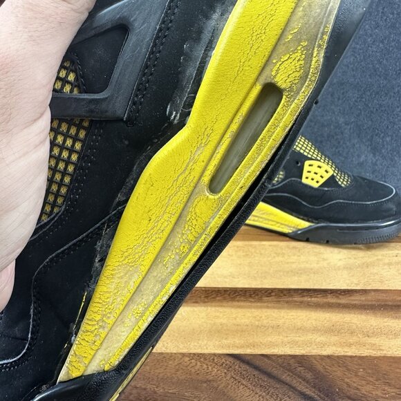 Mens Jordan 4 Retro Thunder Black And Yellow 9.5 2012 308497-008 - Picture 11 of 14